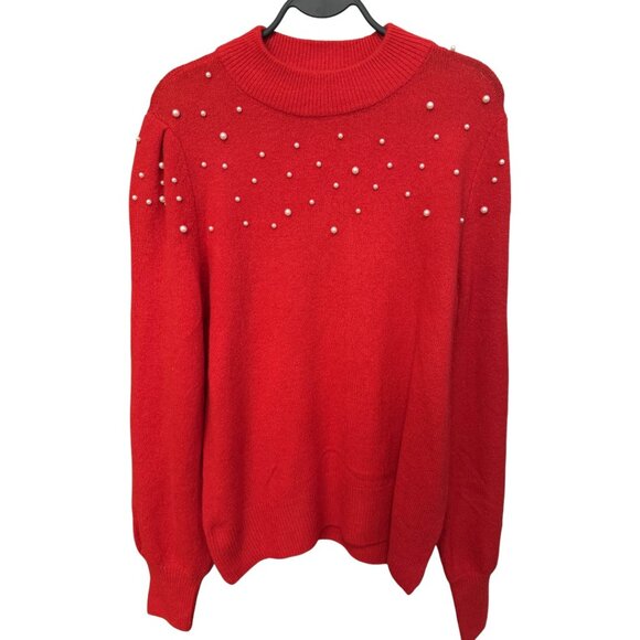 CECE RED PEARL SWEATER - Picture 2 of 2